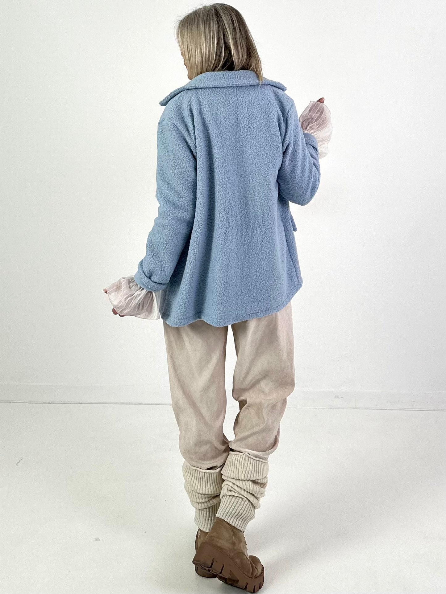 Bouclé Jacke - hellblau