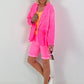 Light Linen Blazer - neon pink