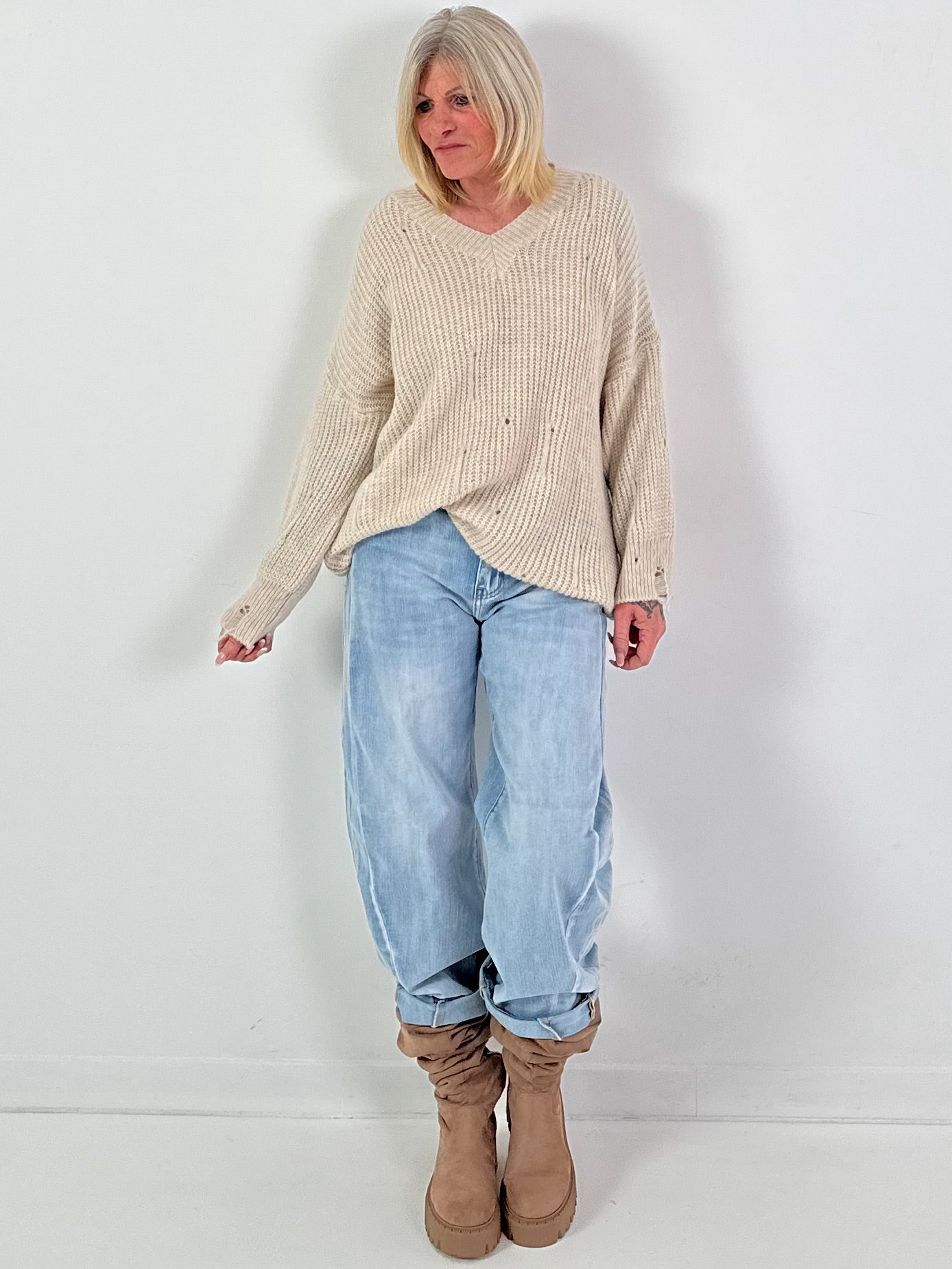 Trui model "Raw Rib" - beige