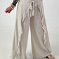 Weite Hose mit Bindevolant - beige