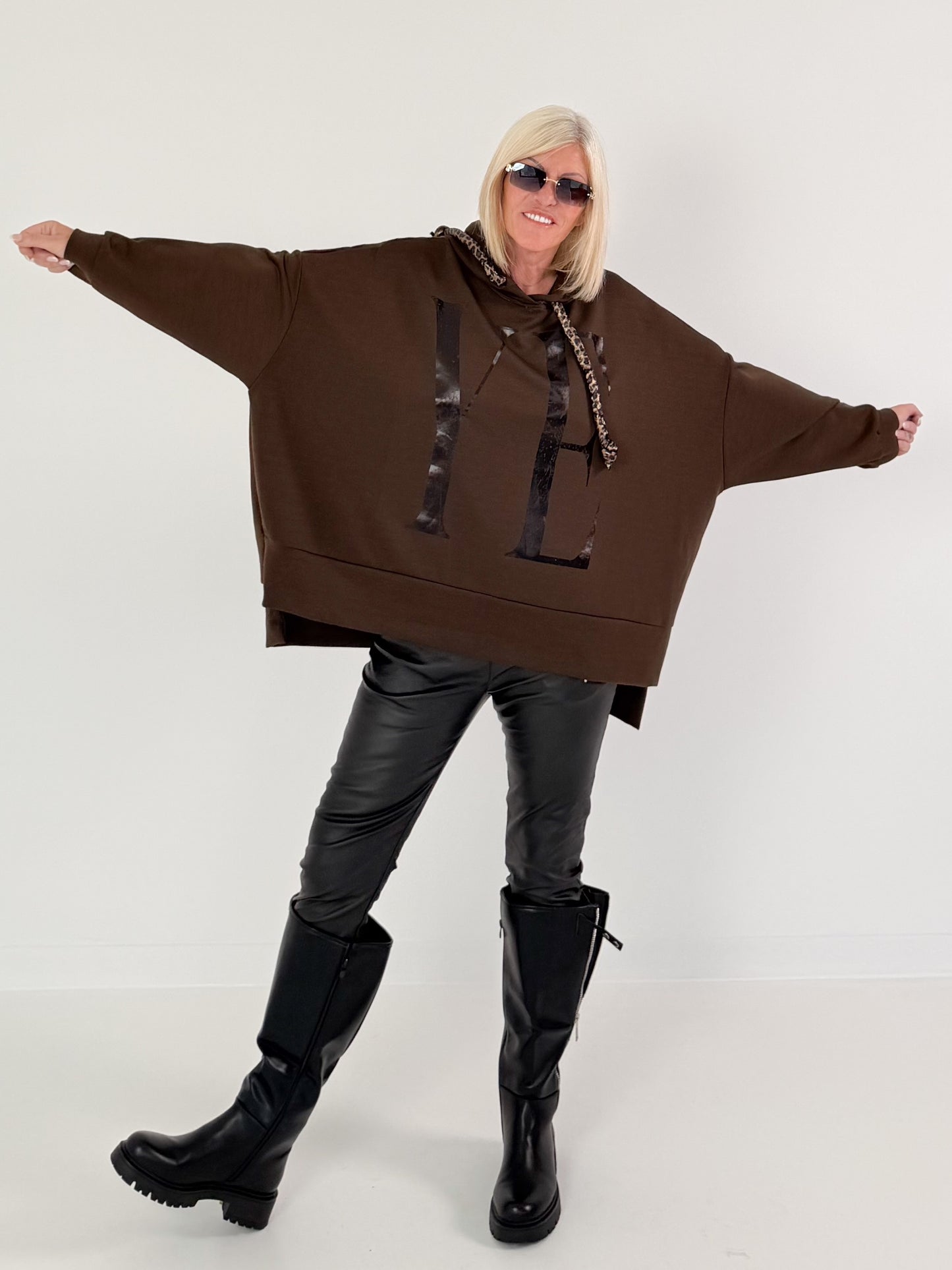 Oversized Hoodie YEAH - mokka