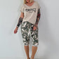 T-Shirt in edlem Materialmix - beige