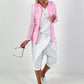Linen blazer with decorative buttons and ribbed details - pink