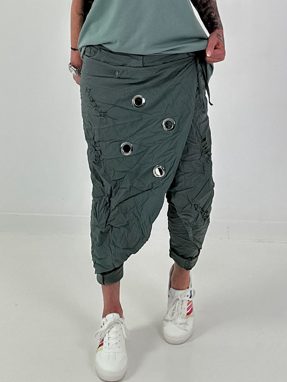 Stylische Hose im Knit-Look - khaki