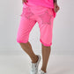 Sweat Short mit Häkelstern und  Nieten - neonpink