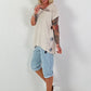 T-Shirt mit seitlichen Ösen - beige