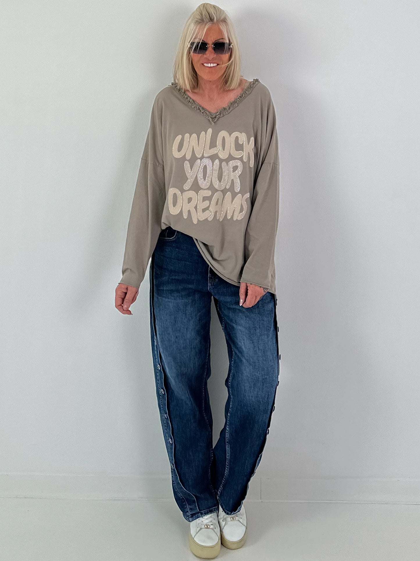 Oversized Shirt Unlock Your Dreams - Taupe