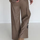 Vegane Lederhose mit weitem Bein - taupe