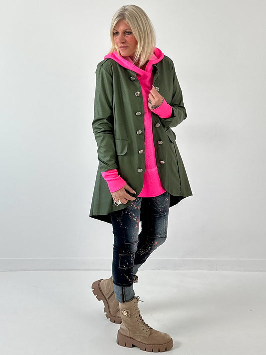 Military Blazer in Lederoptik Modell "Midnight Empress" - oliv