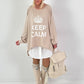 Oversized shirt model "KEEP CALM" - beige