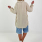Lange Bluse mit Bindeband - beige