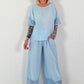 Linen shirt with short sleeves - light blue