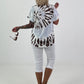 Batik Shirt - weiss-hellblau-dunkelbraun