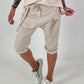 Baggy shorts with tie detail - beige