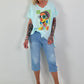Oversized T-shirt with front print - mint