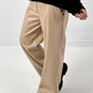 Leather-look trousers, model "Smooth Faux" - beige