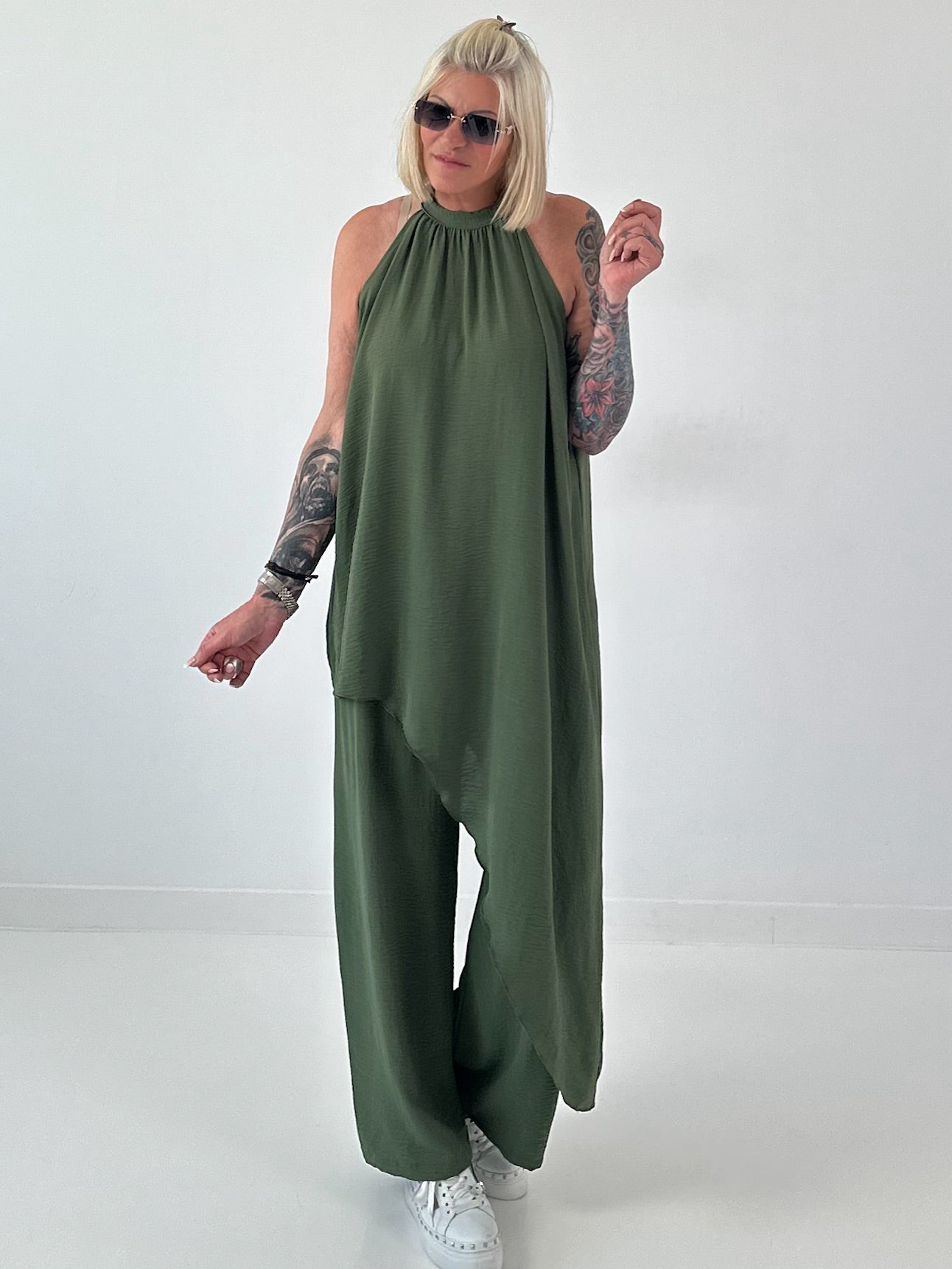 Leichter Zweiteiler asymmetrisch - khaki