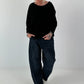 Sweatshirt SWEET mit Leo-Print - schwarz