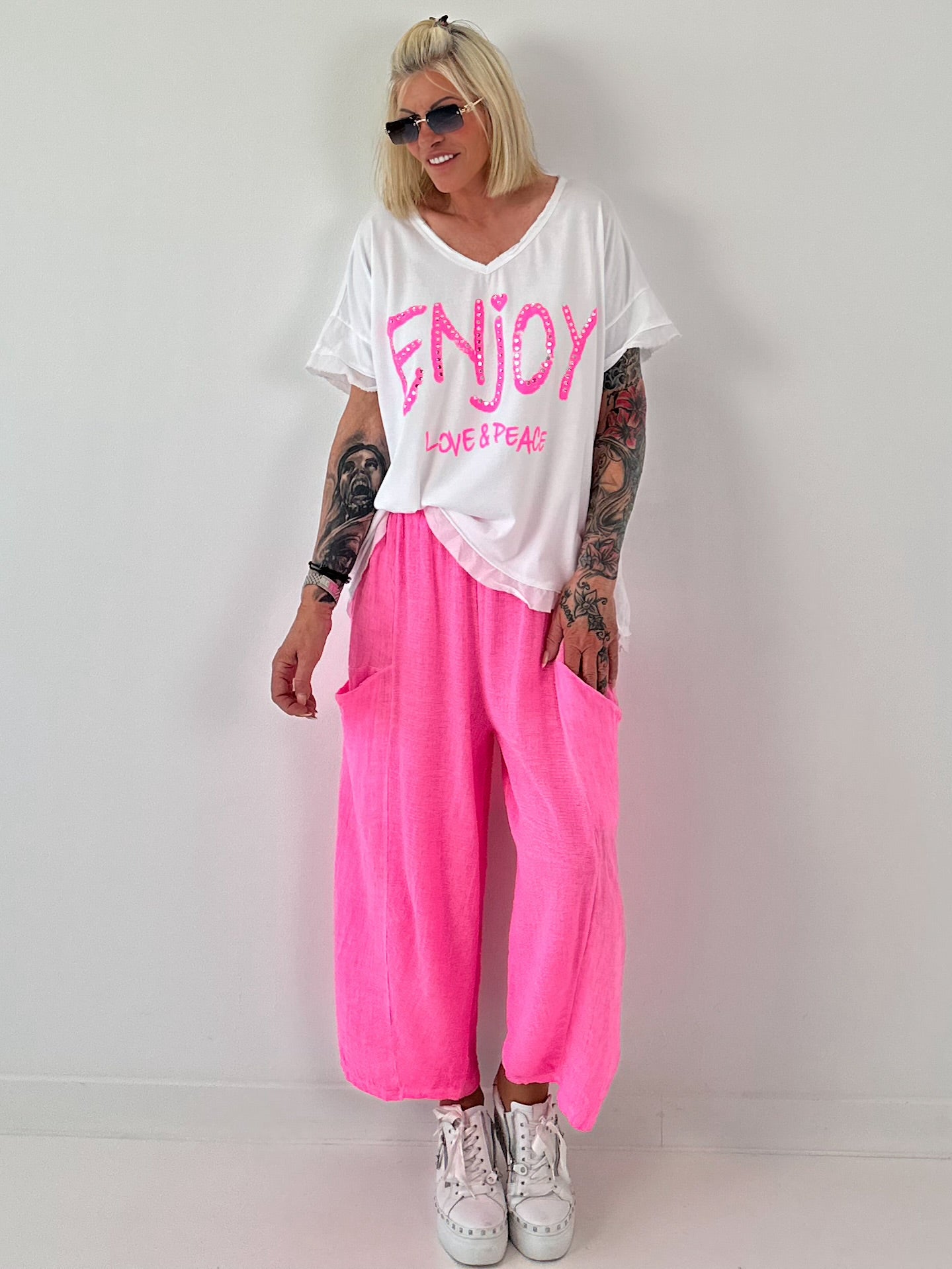 T-Shirt Smile - neon pink