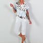Batik Shirt - weiss-hellblau-dunkelbraun
