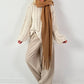 Scarf with fringes model "Fleur de Charme" - camel