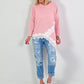Trui met kanten details - roze