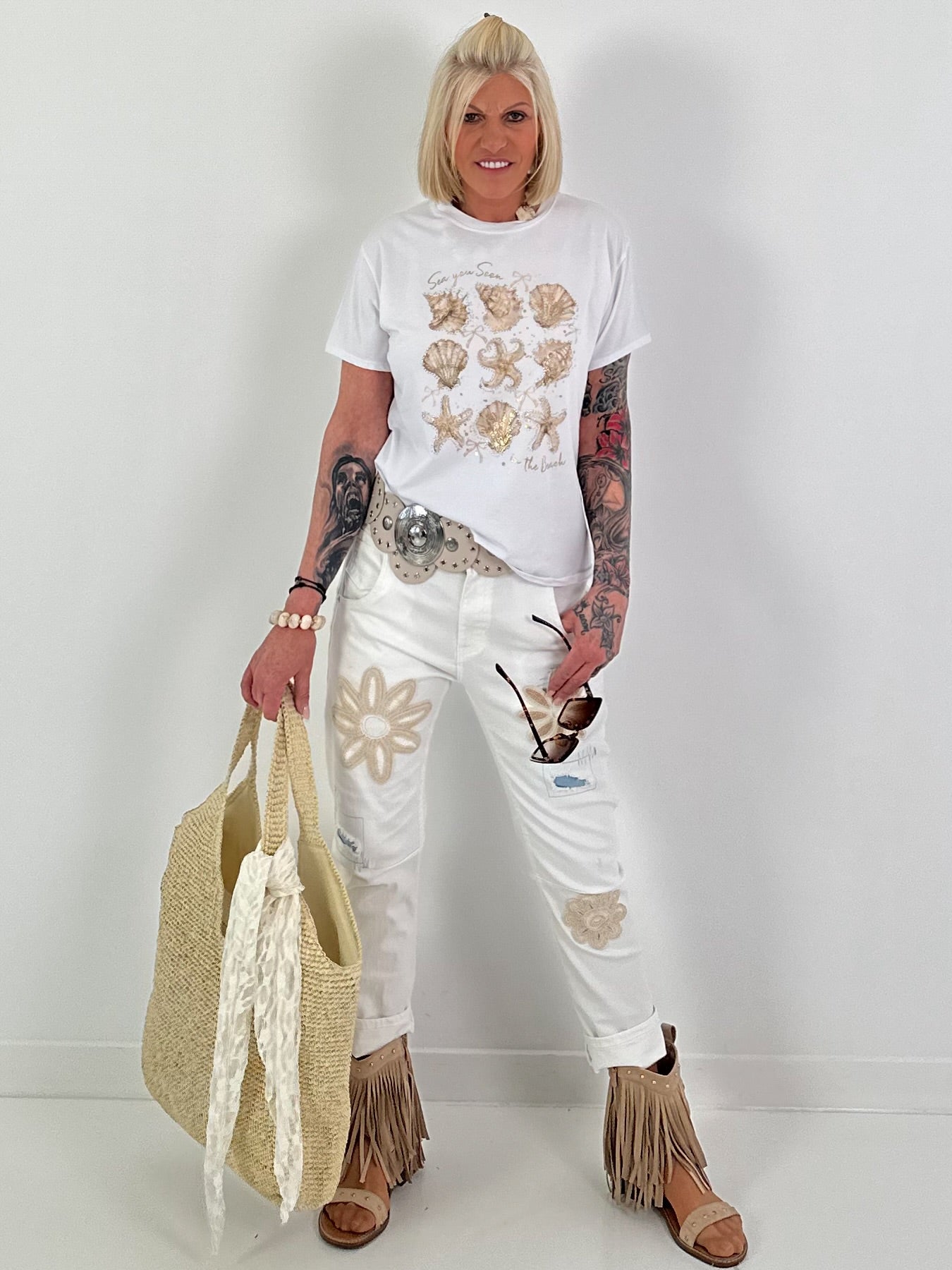 T-shirt with shell print - white