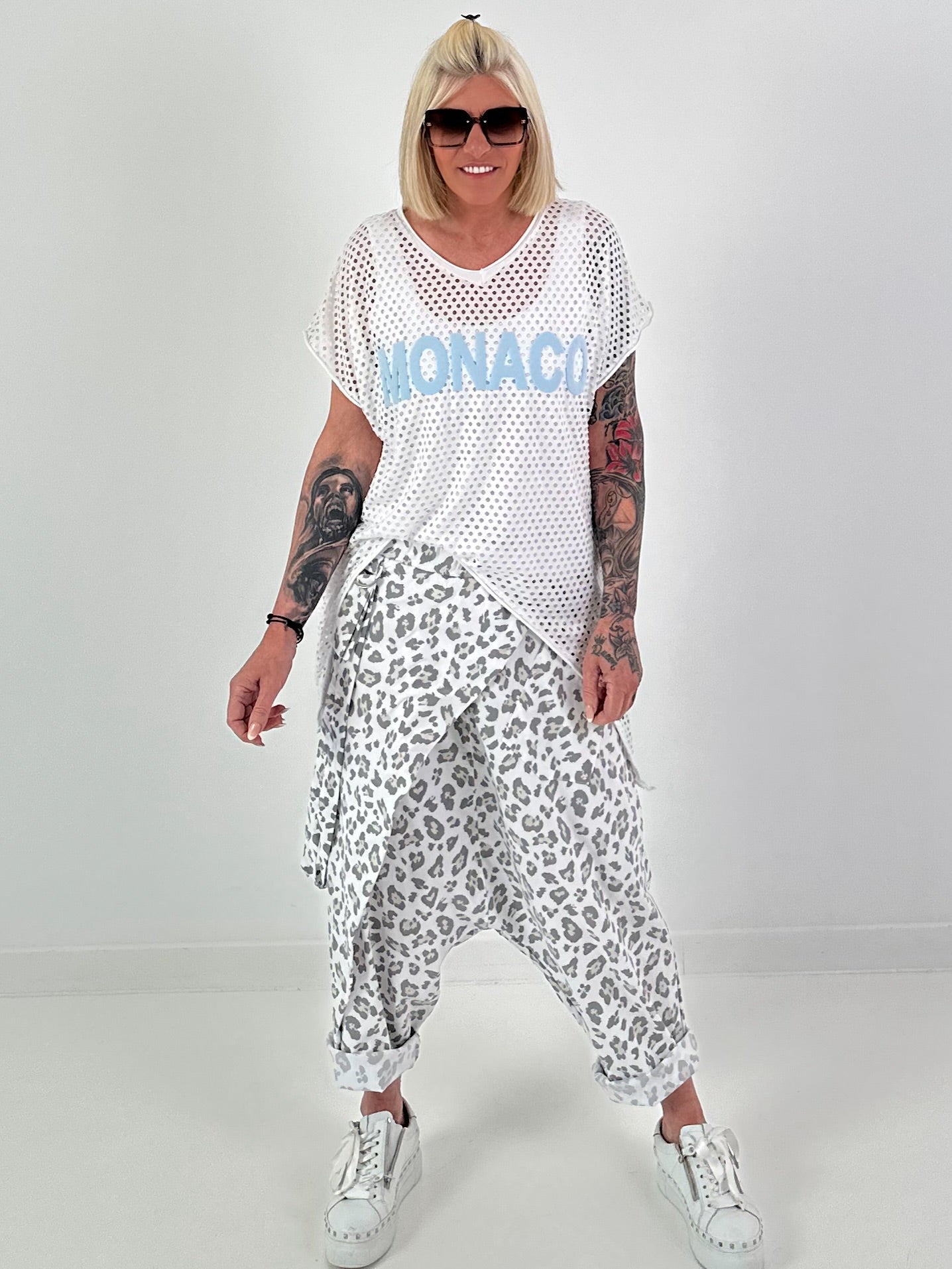 Netzshirt Monaco - weiss-hellblau