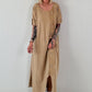 T-Shirt Kleid mit Ösen -camel