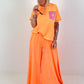 T-shirt with glitter patch - neon orange