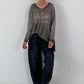 Oversized shirt with leopard print and rhinestone details - mocha