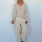 Basic Shirt mit V-Neck - beige