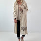 Hooded coat with print - beige