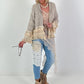 Boho-jasje met uitgebreide details - beige-blauw