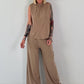 Two-piece set with bow detail - taupe
