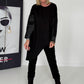 Asymmetrischer Sweater mit Kreuz- und Lederoptik-Details - schwarz
