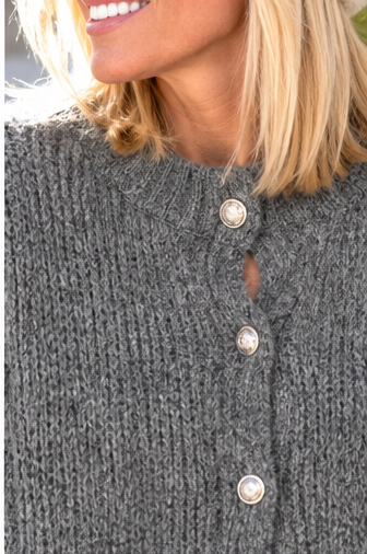 Kuschelige Oversized Strickjacke mit Außennähten - anthrazit