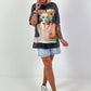 T-Shirt mit Pailletten Motiv - grau