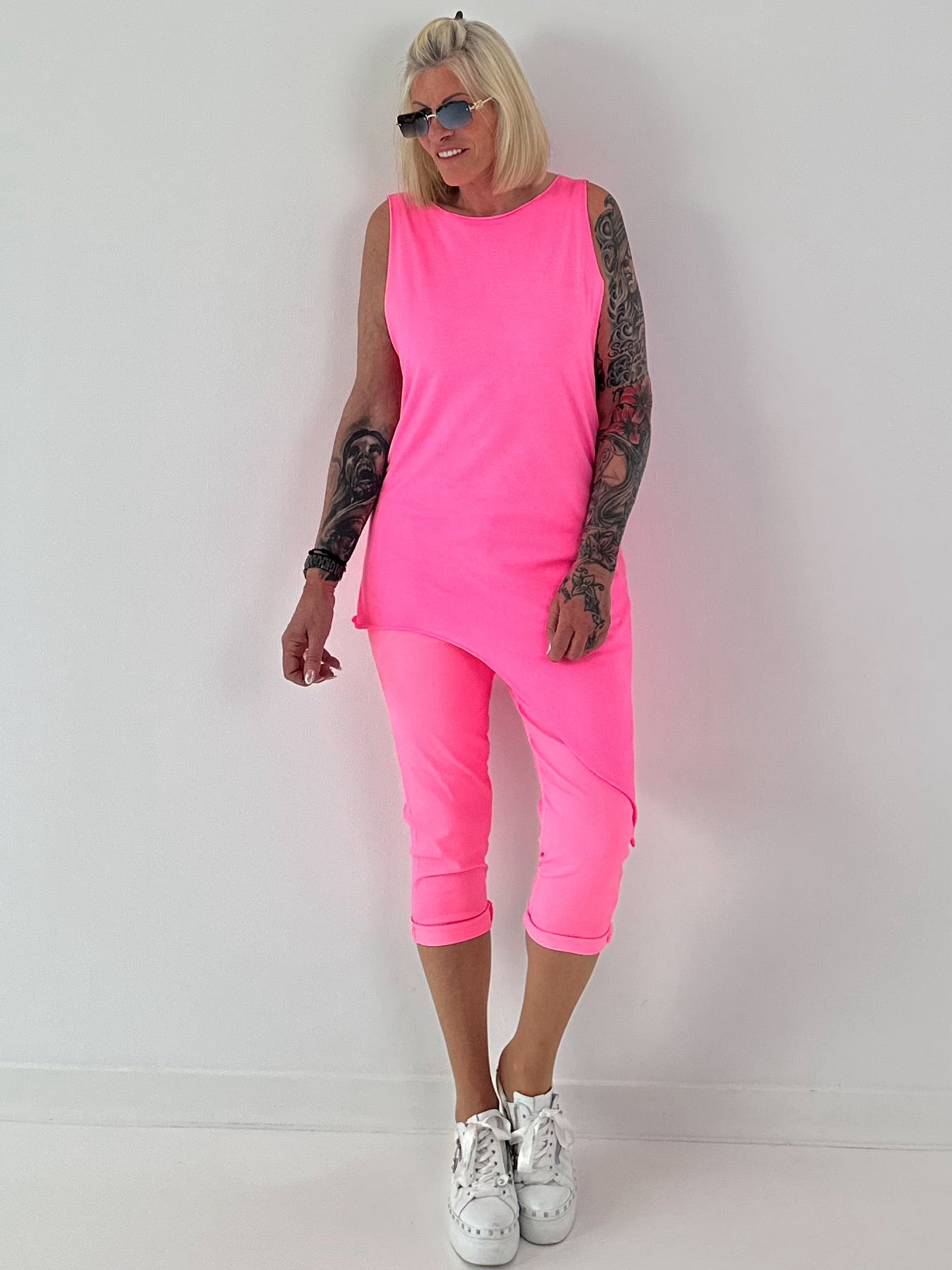 Long Top asymmetrisch - neonpink