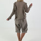 Tie-front tunic with flounces - taupe