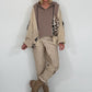 Oversized Grobstrick-Hoodie mit Sweat-Einsatz  - taupe-beige