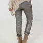 Vegan Leather Trousers with Patch - Silver-Grey