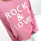 Oversized Shirt Modell "Rock&Love Wave" - rosa