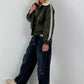 Stylish pilot jacket in leather look - olive