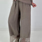 Wide Leg Linen Trousers - Taupe