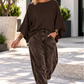Sweater with turned-up sleeves - mocha