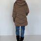 Winterjacke 2 Looks mit Stulpenärmeln und abnehmbarem Strickeinsatz - taupe