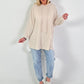 Long Hoodie mit Plissee-Einsatz - beige