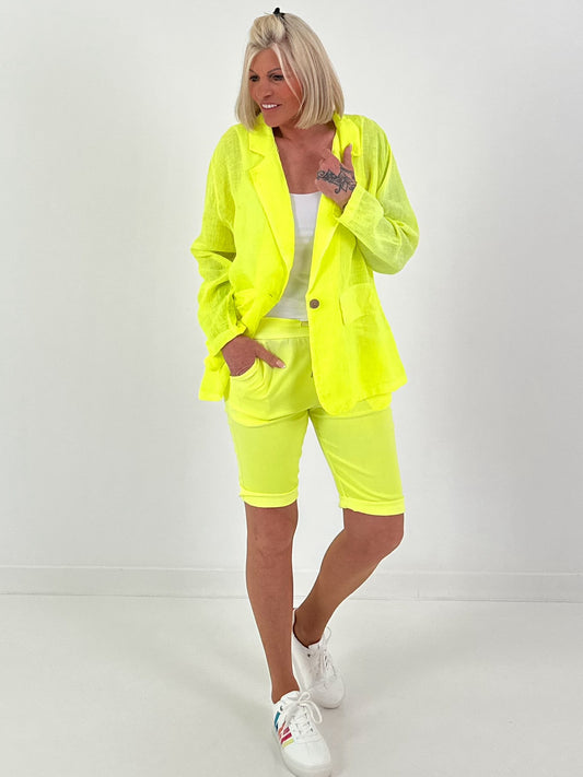 Leichter Leinen Blazer - neongelb