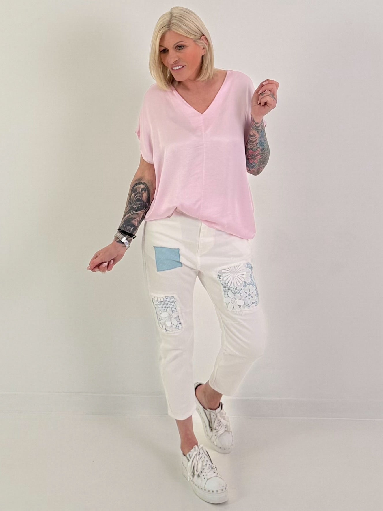 Shirt in Satin Optik - rosa